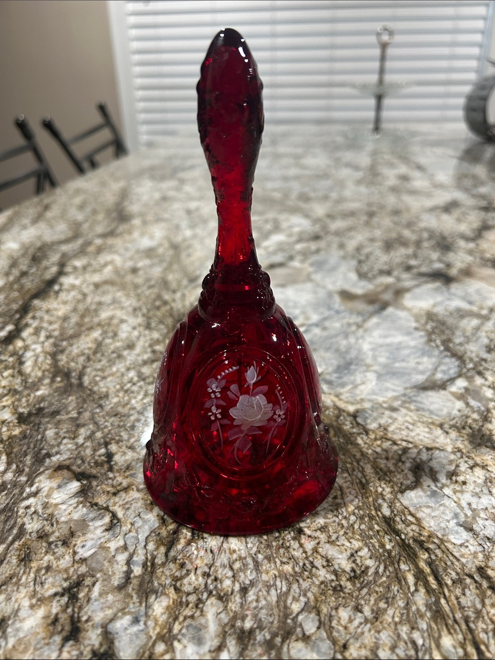 Fenton 7 inch ruby hand painted bell